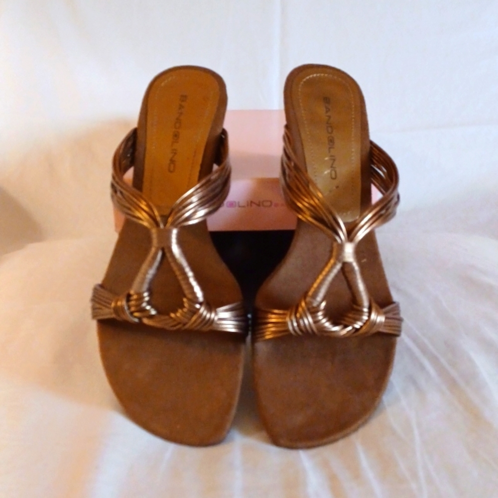 💝 HP 🫶 Bandolino 7.5 Leather Slide Bronze Sandal